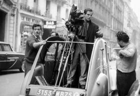 François Truffaut filmando en las calles de París