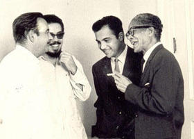 De izquierda a derecha, Eliseo Diego, Manuel Díaz Martínez, Armando Álvarez Bravo y Regino Pedroso