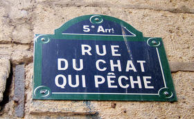 Cartel de la calle del Gato que Pesca, en París
