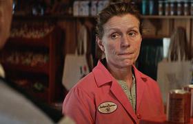 Frances McDormand, en el papel de Mildred en Three Billboards Outside Ebbing, Missouri