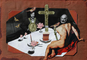 Collage de Paradjánov, en el que aparece junto con Andréi Tarkovski