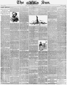 Portada del diario The Sun, de Nueva York, en la edición del 29 de octubre de 1886