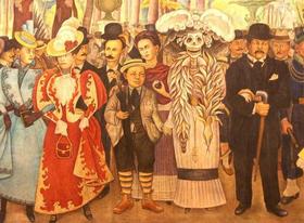Detalle del fresco de Diego de Rivera “Sueño de una tarde dominical por la alameda central”