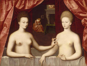 Gabrielle d'Estrées (1571-1599), amante del rey Enrique IV (1553-1610), y, probablemente, una de sus hermanas