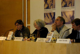 David Trueba, Miriam Gómez, Vicente Molina Foix y Joan Tarrida, durante la presentación de la novela en el Círculo de Lectores de Madrid