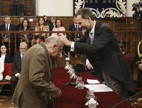 Juan Goytisolo durante el acto de entrega del Premio Cervantes. Juan Goytisolo durante el acto de entrega del Premio Cervantes