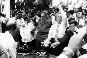 Fidel Castro y Manuel Fraga durante la visita del líder cubano a Galicia