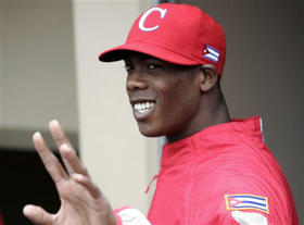 El pitcher Aroldis Chapman. San Diego, California, 14 de marzo de 2009. (AP)