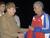 Raúl Castro e Higinio Vélez, manager del equipo Cuba, durante el recibimiento a los peloteros cubanos en el aeropuerto. La Habana, 20 de marzo de 2009