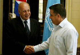El suizo Jean Ziegler, relator especial de la ONU para la alimentación, y el canciller Pérez Roque