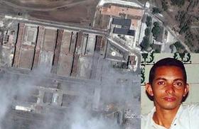 El preso político Luis Milán Fernández, sobre una imagen aérea de la cárcel de Boniato. (GOOGLE MAPS / EER)