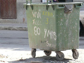Vivas a Castro en un contenedor de basura de la capital. (EER)