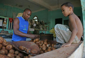 Mercado estatal en La Habana