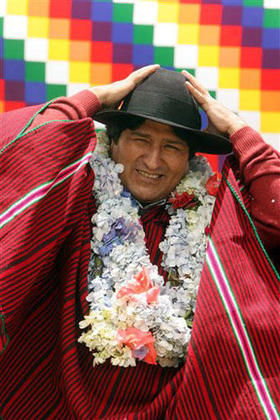 Evo Morales en la localidad de Achacachi, cuna del movimiento insurgente Túpac Katari