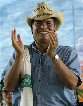 El presidente de Ecuador Rafael Correa, durante un mitin