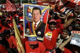 Partidarios de Chávez durante un mitin electoral en Caracas