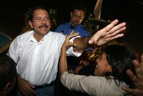 El candidato sandinista Daniel Ortega, durante un mitin electoral