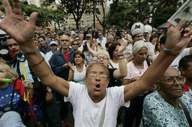 Protesta en Caracas contra el gobierno de Hugo Chávez