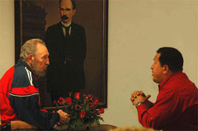 Fidel Castro y Hugo Chávez, en la reciente visita de este último a La Habana