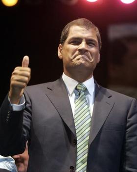 Rafael Correa, tras declararse vencedor de las elecciones ecuatorianas