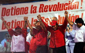 Daniel Ortega, Carlos Lage, Hugo Chávez y Evo Morales