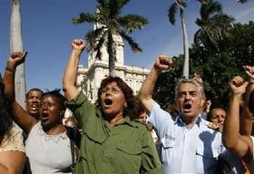 Manifestación a favor de Castro en La Habana
