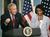 George W. Bush y Condoleezza Rice, durante una rueda de prensa