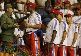 Ceremonia de recibimiento a los peloteros de la selección cubana