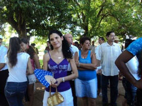 Sayli Navarro, durante la celebración en la localidad de Amarillas de la llegada de la Virgen de la Caridad de El Cobre a la provincia de Matanzas, como parte de la peregrinación de la imagen por toda la Isla
