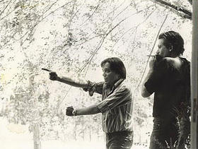 Fausto Canel, durante el rodaje de Power Game (1982)