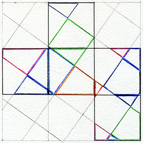 5 Modules 5x4, 2.3.4.6.8., 35º, Cyan Square