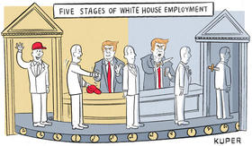 Caricatura sobre empleados de la Casa Blanca bajo Trump