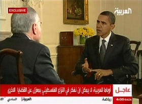 Obama, durante la entrevista en Al-Arabiya, el 26 de enero de 2009. (AP)