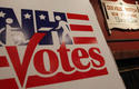 Cartel de votación en New Hampshire, Estados Unidos, en esta foto de archivo