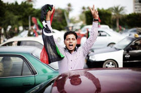 Una imagen de las celebraciones en Trípoli, tras conocerse la noticia de la muerte Gadafi