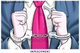 Caricatura de Clay Bennet sobre el proceso de juicio político a Trump