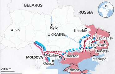 Propósitos del Kremlin para ocupar todo el sur de Ucrania