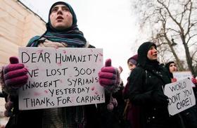Protesta de manifestantes sirios