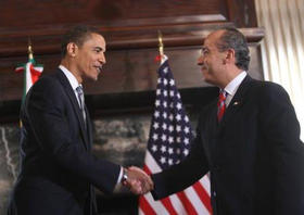  Los presidentes Barack Obama, de Estados Unidos, y Felipe Calderón, de México, en Washington en enero de 2009. (presidencia.gov.mx)