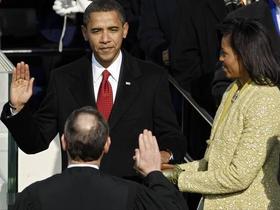 El presidente estadounidense, Barack Obama, durante la ceremonia de toma de posesión en Washington