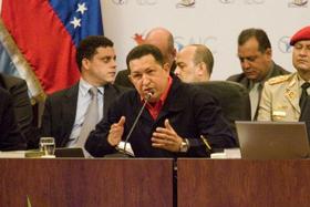 Hugo Chávez, durante una intervención en la II Reunión de Cancilleres de la Cumbre América Latina y el Caribe sobre integración y desarrollo