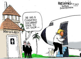 Trump y los documentos, caricatura