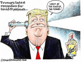 Donald Trump, coronavirus. Caricatura