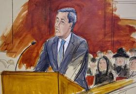Sketch de Cohen en la vista judicial para sentencia