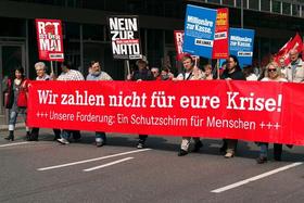 Trabajadores alemanes durante una marcha en reclamo de sus derechos en Frankfurt, en esta foto de archivo de 2009
