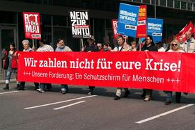 Trabajadores alemanes durante una marcha en reclamo de sus derechos en Frankfurt, en esta foto de archivo de 2009. Trabajadores alemanes durante una marcha en reclamo de sus derechos en Frankfurt, en esta foto de archivo de 2009