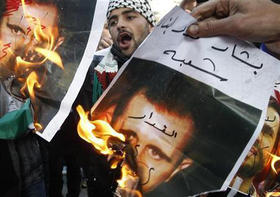 Sirios que viven en Grecia protestan contra el presidente sirio Bashar el Asad, en Atenas, en esta foto de archivo del 6 de mayo de 2011