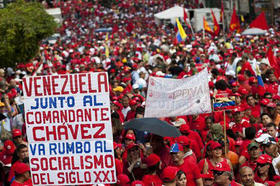 Manifestación a favor del presidente venezolano Hugo Chávez
