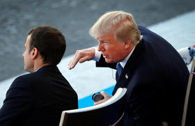 Trump durante el desfile militar en París por el Día de la Bastilla