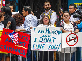 Una protesta contra Donald Trump